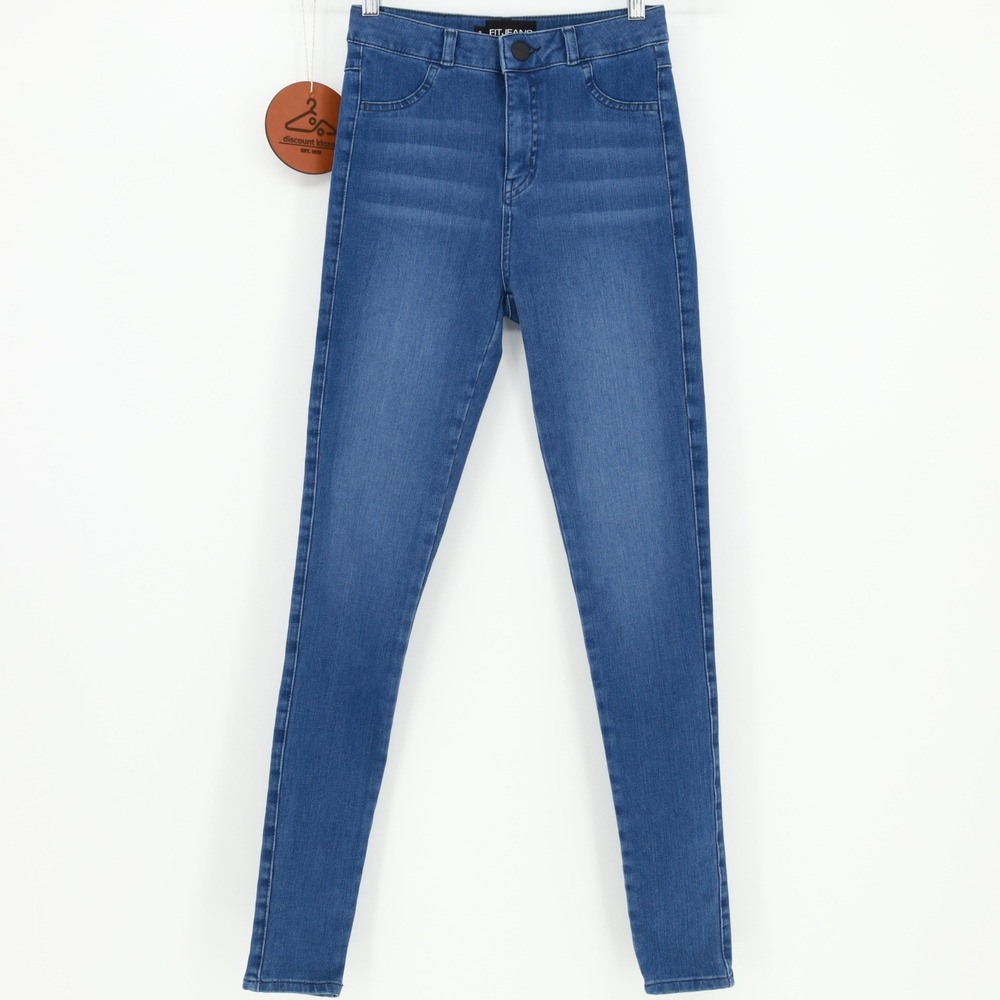 Fitjeans High Waisted Skinny Jeans Medium Wash Blue Size Small Stretch Denim